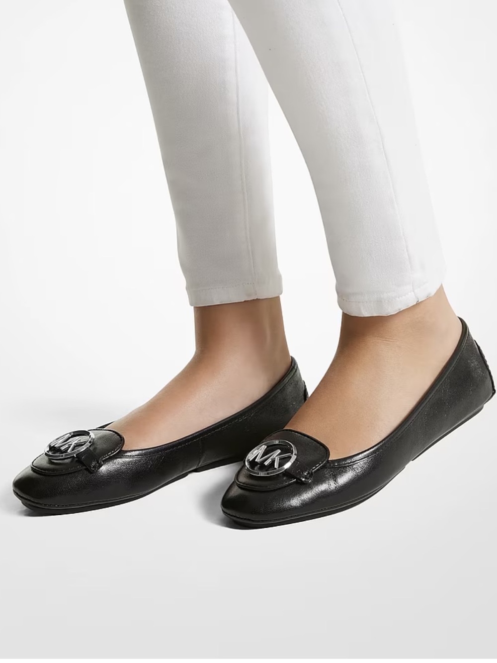 Michael Kors Lillie Leather Moccasin Ballet Flat in Black Size 6.5